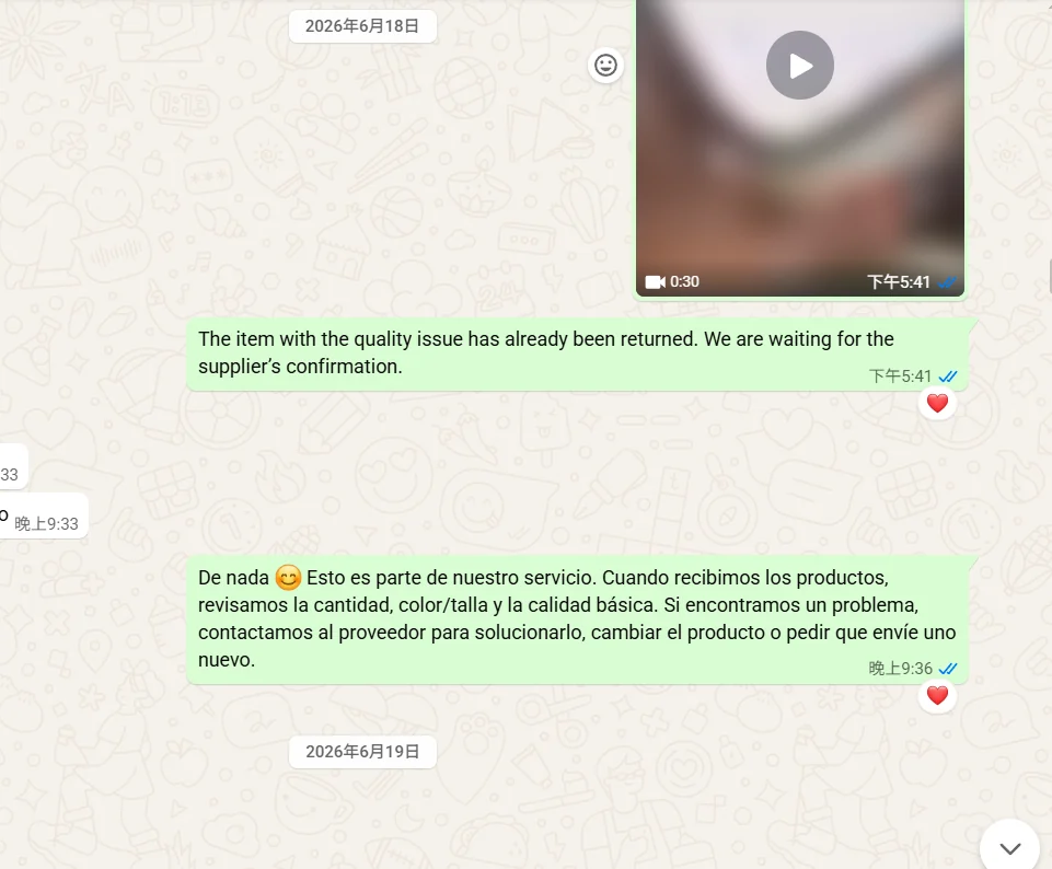 Customer update after a bag quality issue was returned to the supplier