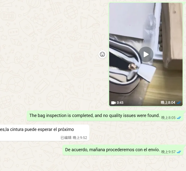 Replacement bag inspection and customer approval to ship