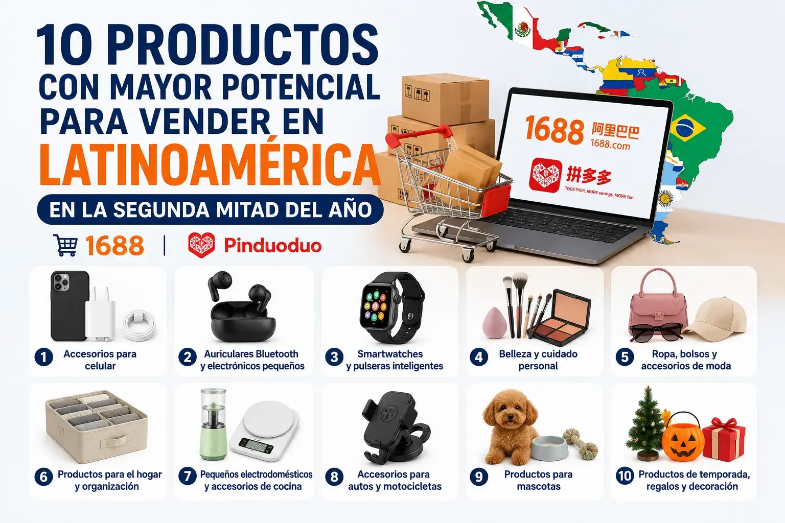 10 productos con potencial para vender en Latinoamérica en la segunda mitad del año desde 1688 y Pinduoduo