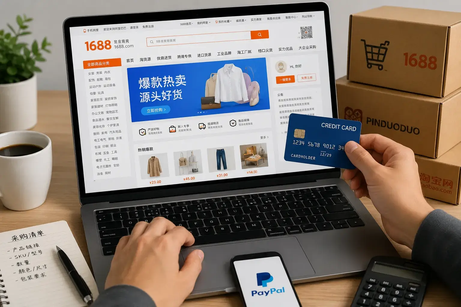 ¿Se puede pagar en 1688 con PayPal o tarjeta internacional?